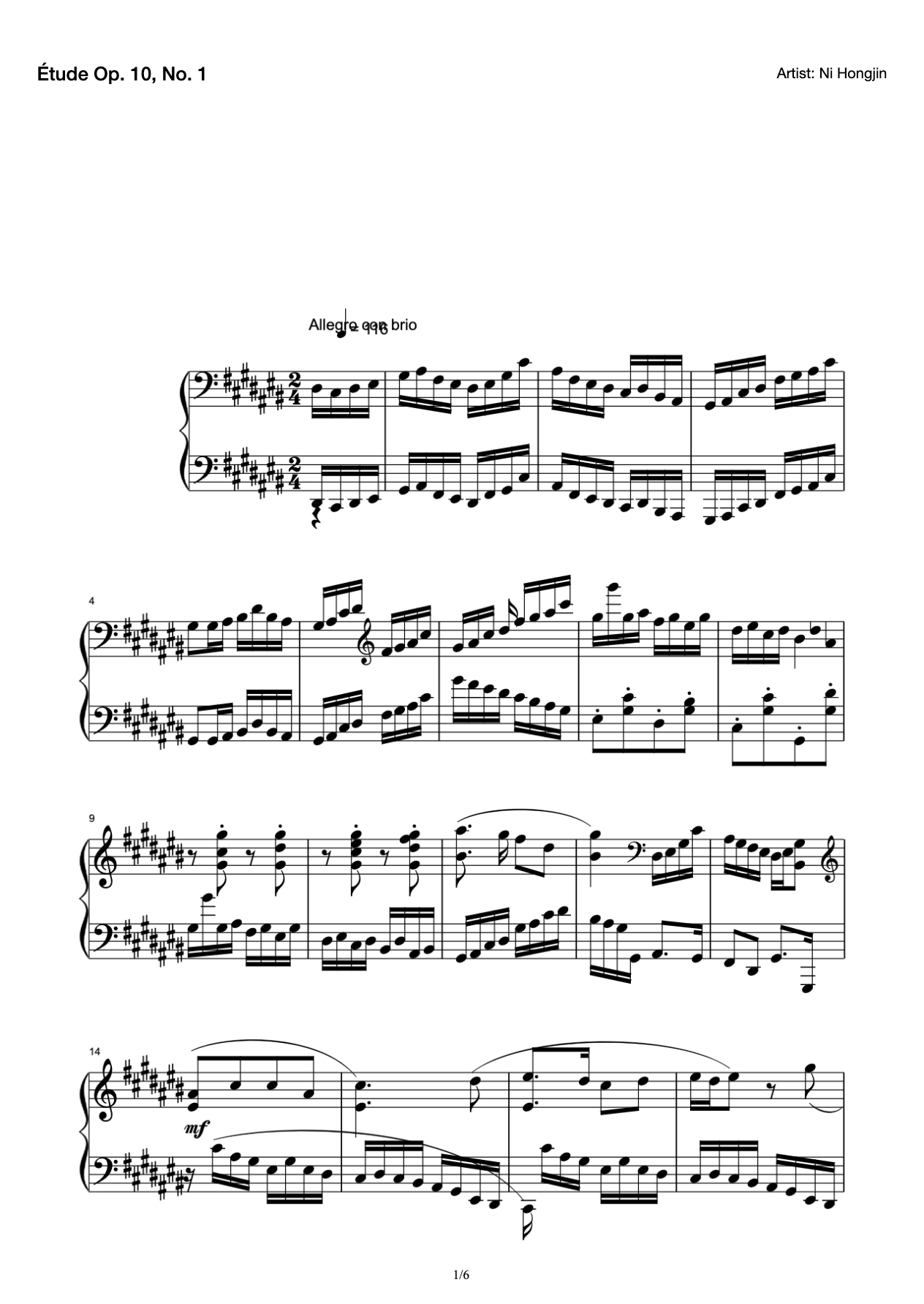 Étude Op. 10, No. 1 preview