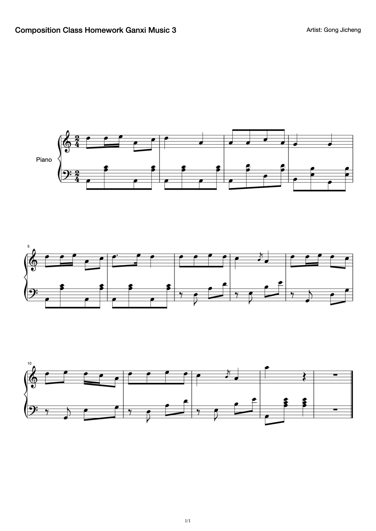 Composition Class Homework Ganxi Music 3 preview