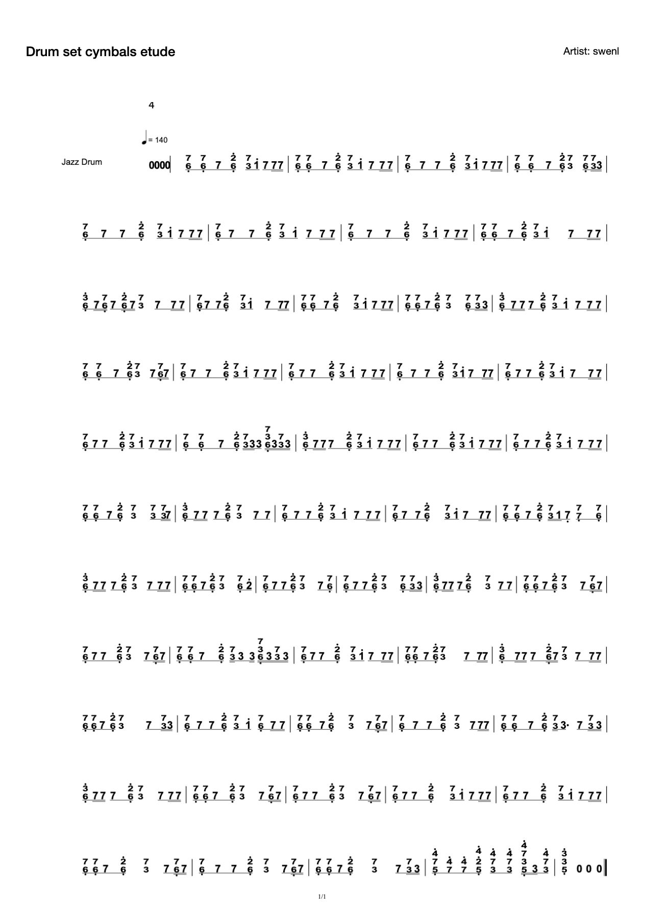 Drum set cymbals etude preview