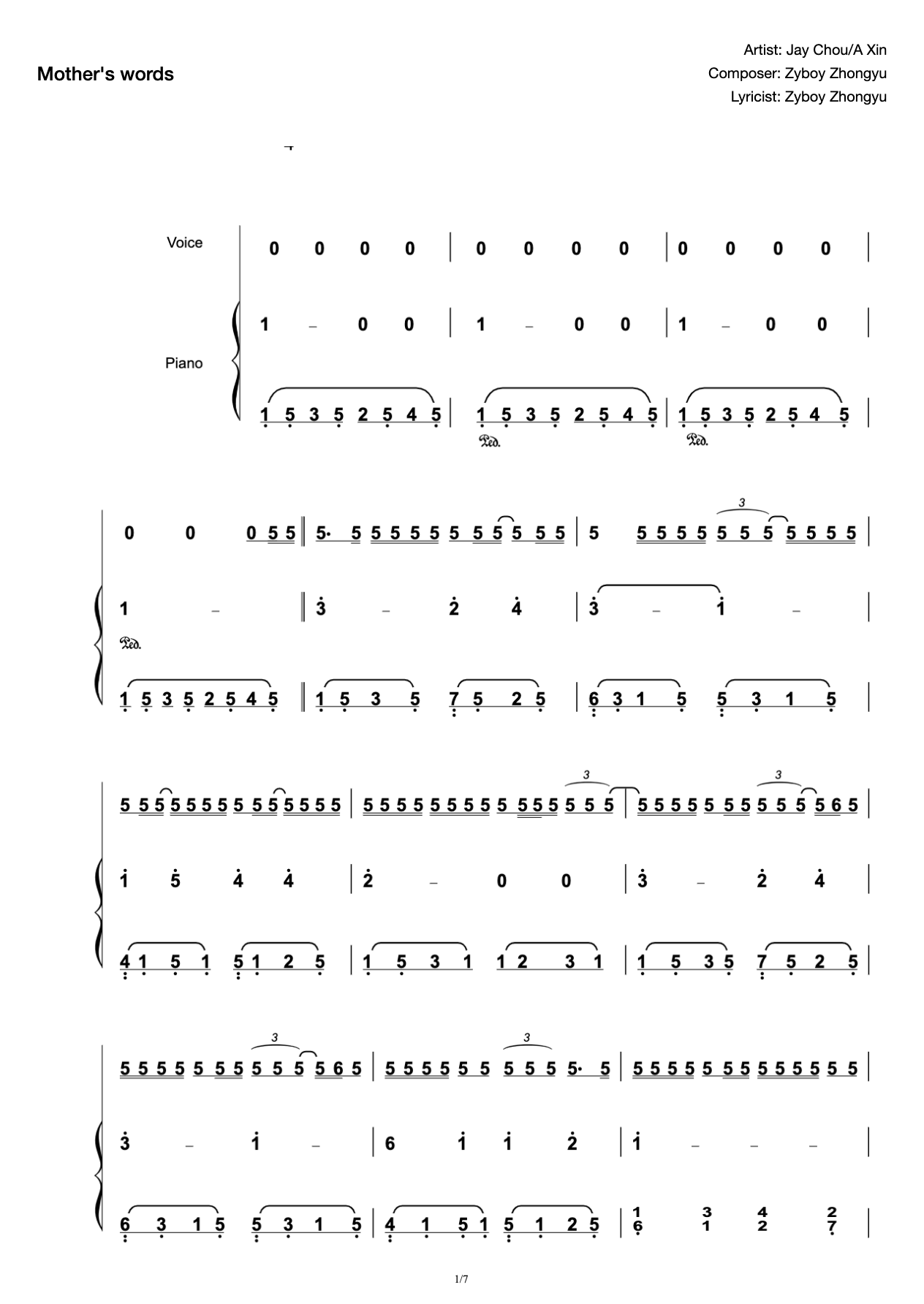 Mom's Words-(Perfect Score Edition-Concentrate on Score) preview