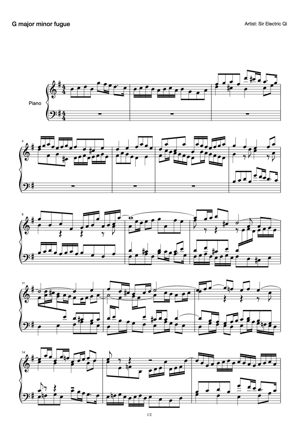 G major minor fugue preview