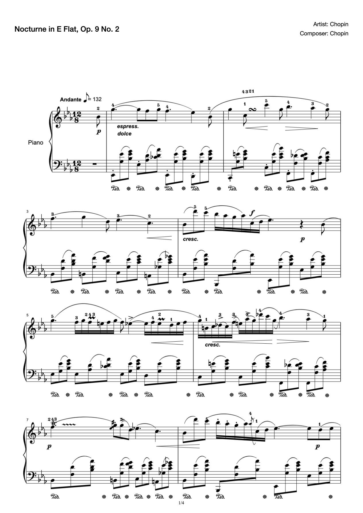 Nocturne in E Flat, Op. 9 No. 2 preview