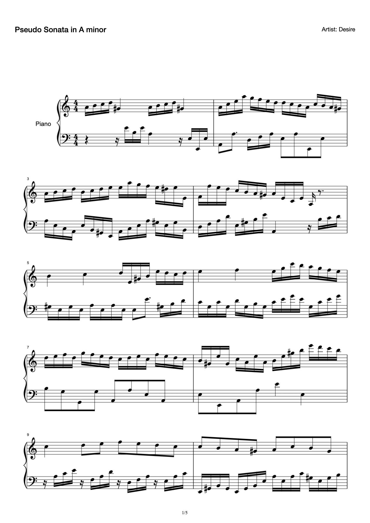 Pseudo Sonata in A minor preview