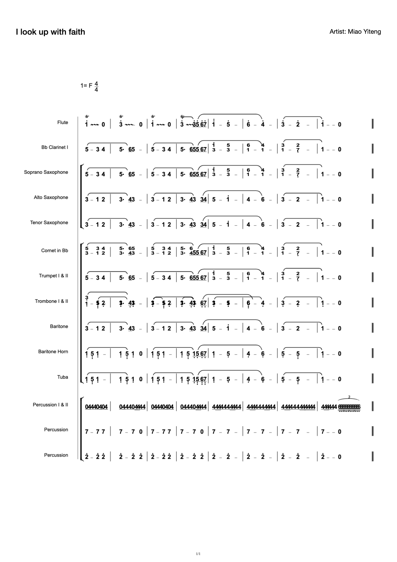 I look up with faith (score) preview