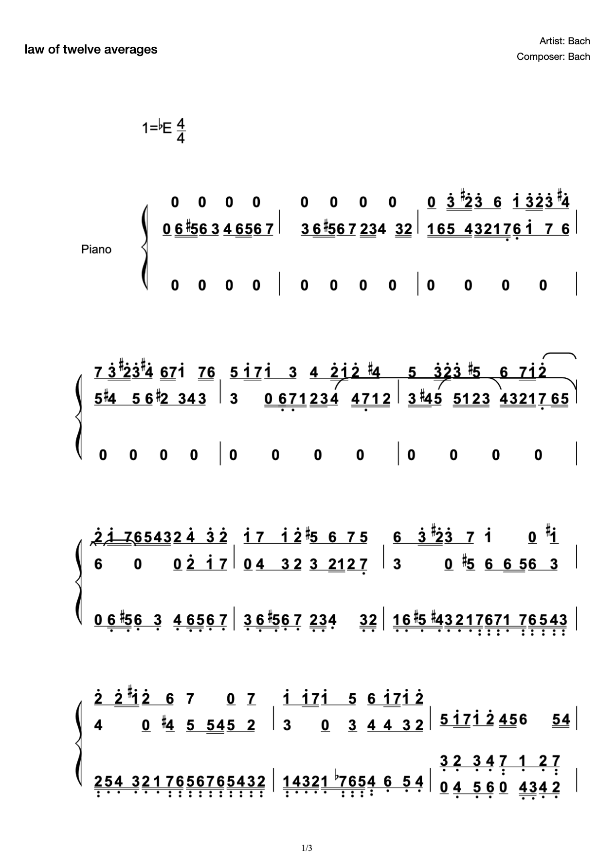 Twelve Averages BWV847 Fugue preview