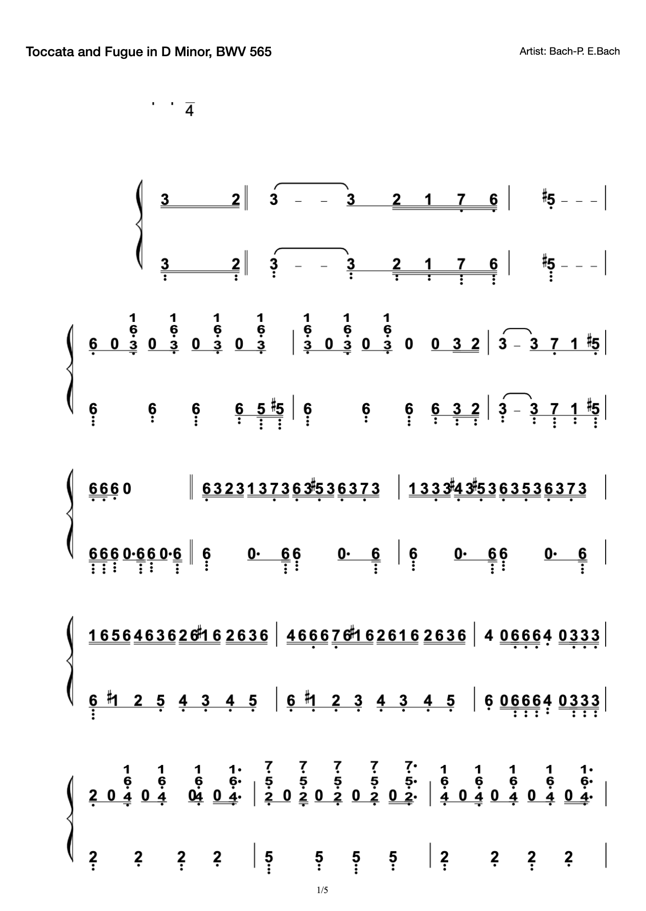 Toccata and Fugue in D Minor, BWV 565 preview