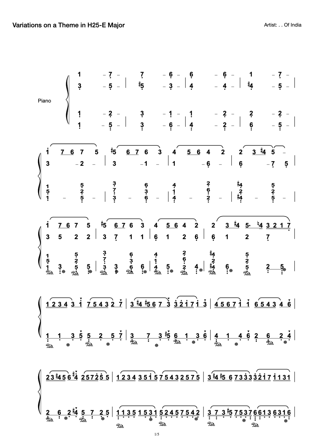 Variations on a Theme in H25-E Major preview