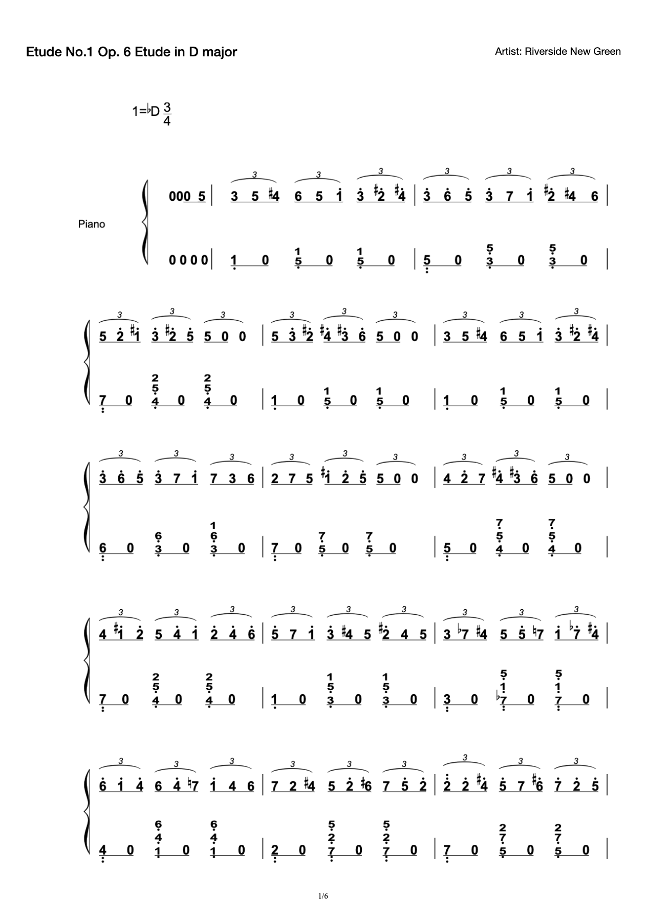 Etude No.1 Op. 6 Etude in D major preview