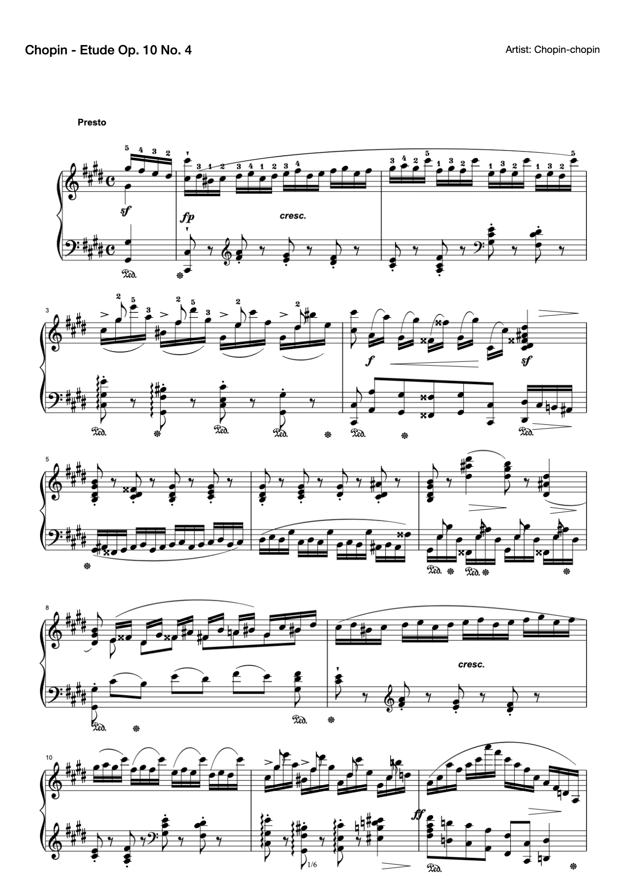 Chopin - Etude Op. 10 No. 4 preview