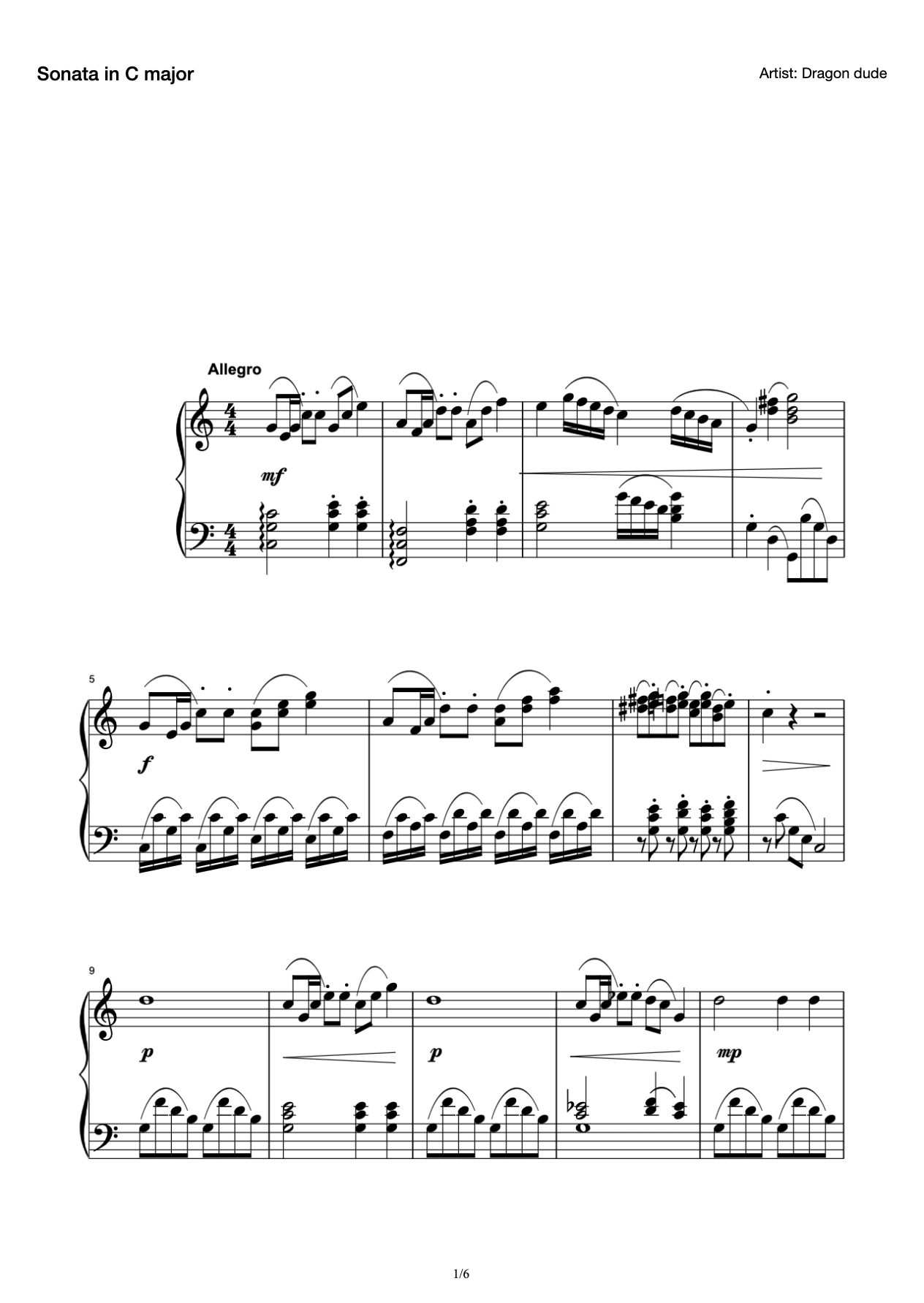 Sonata in C major preview