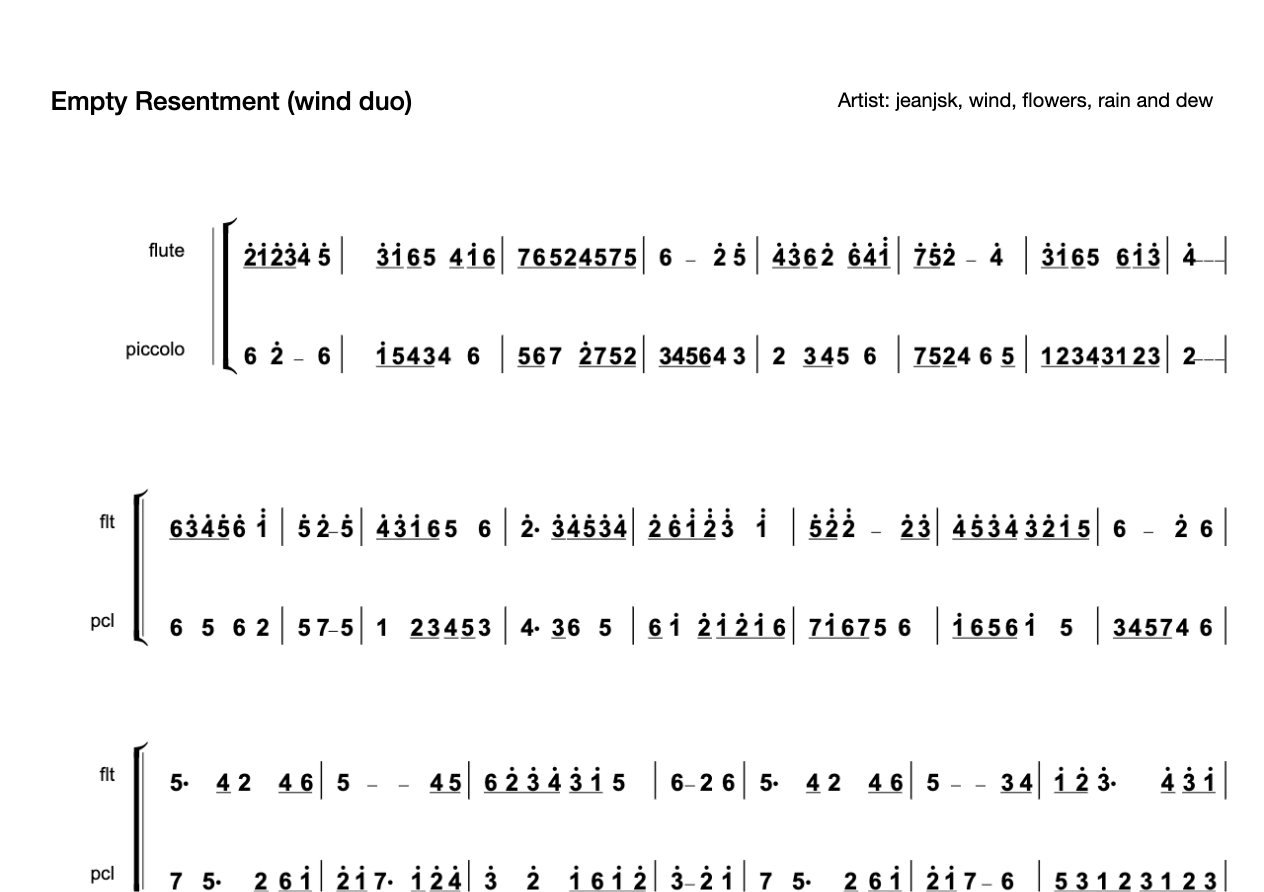 Empty Resentment (wind duo) preview