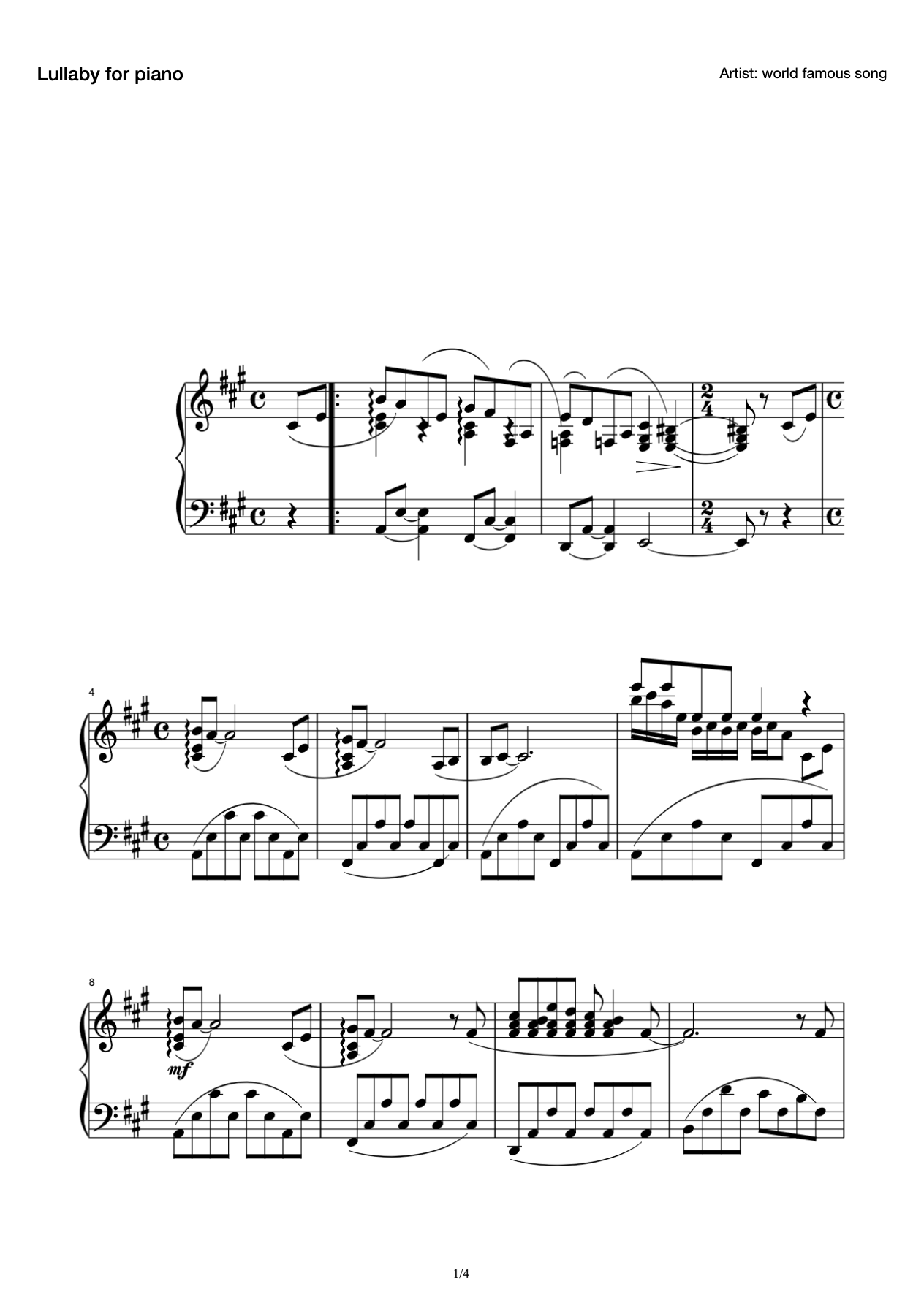 Lullaby for piano preview