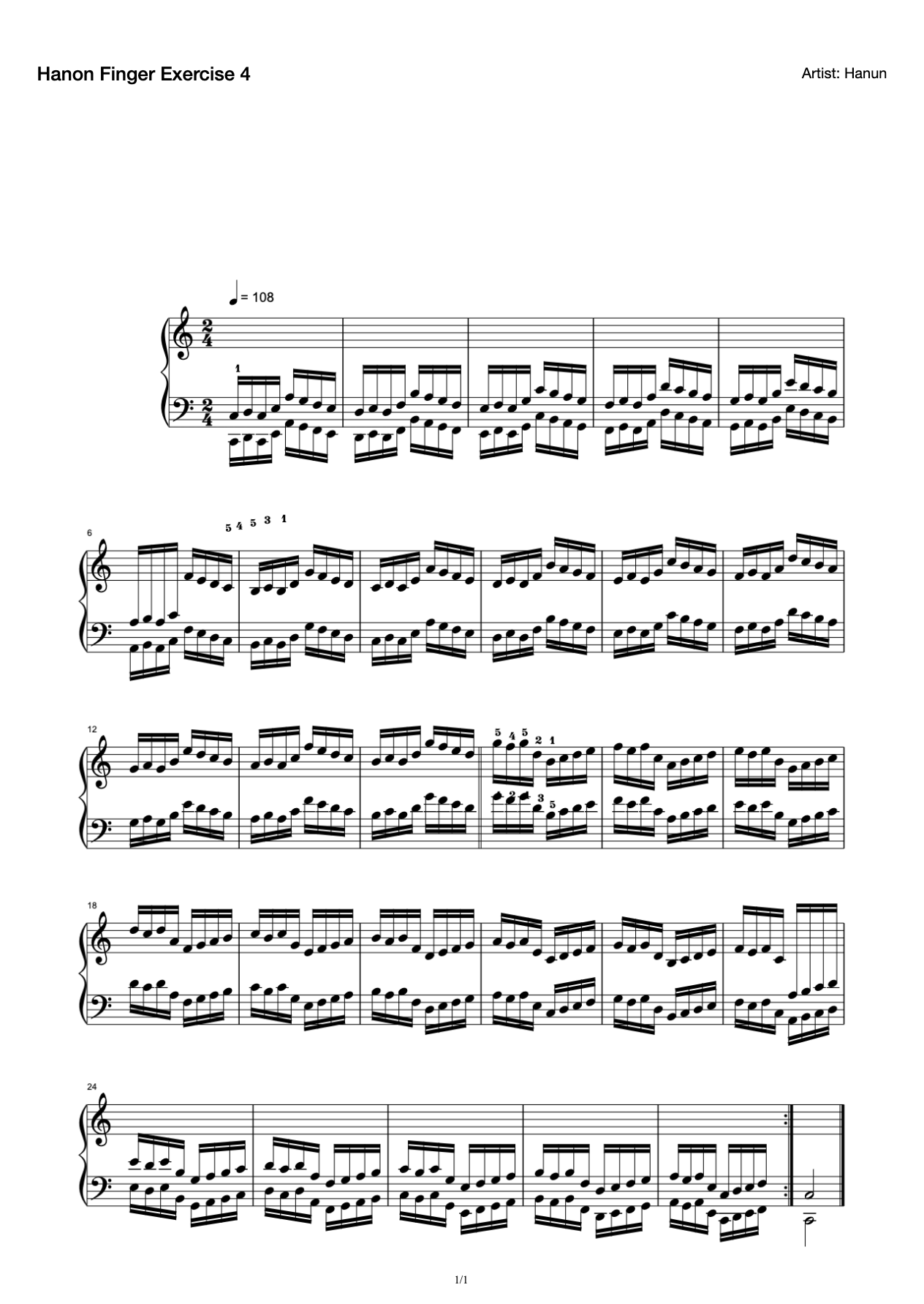 Hanon Finger Exercise 4-I Learn Piano preview