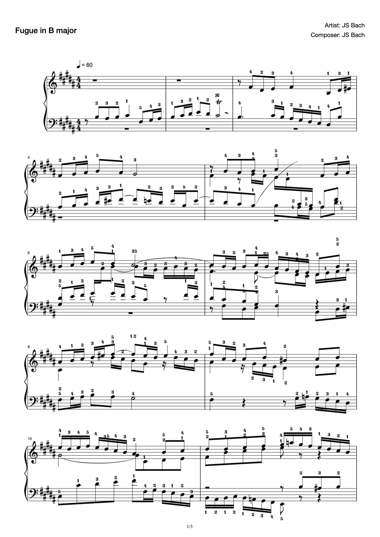 Fugue in B major (Upper Level 10) preview