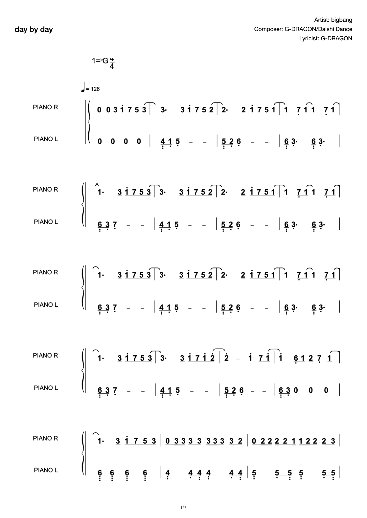 BINGBANG Day by Day (piano solo) preview