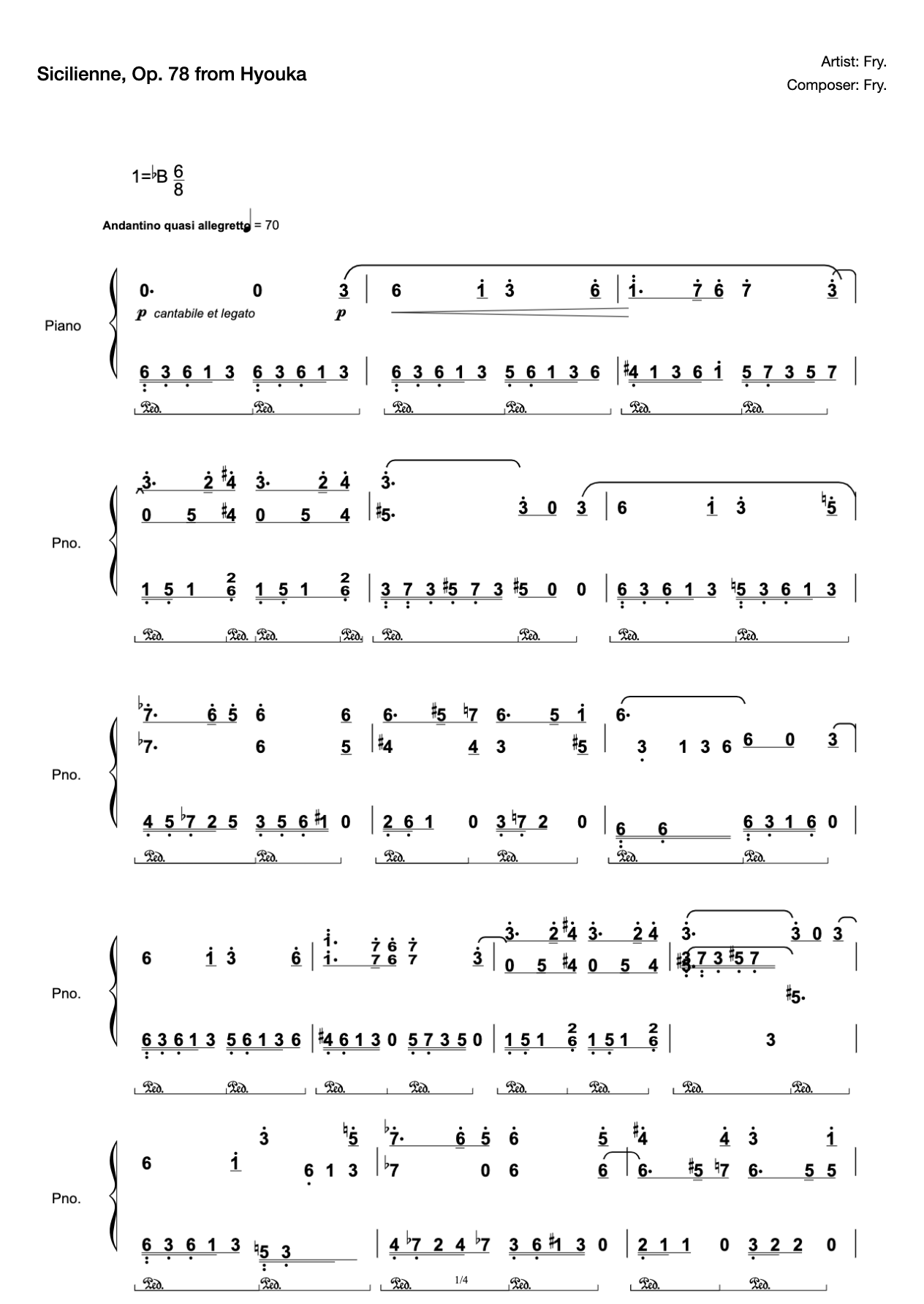 Sicilienne, Op. 78 from Hyouka preview