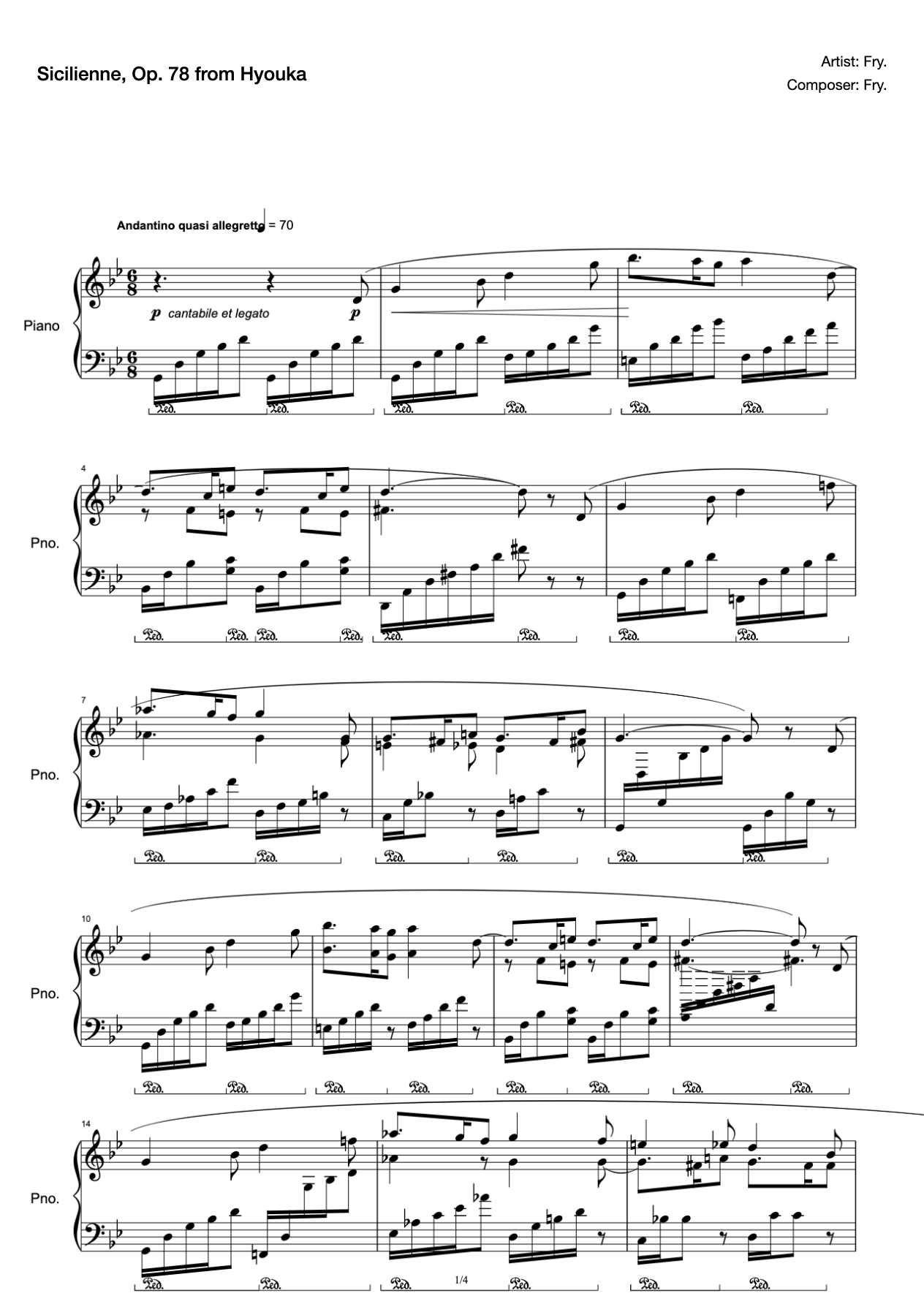 Sicilienne, Op. 78 from Hyouka preview