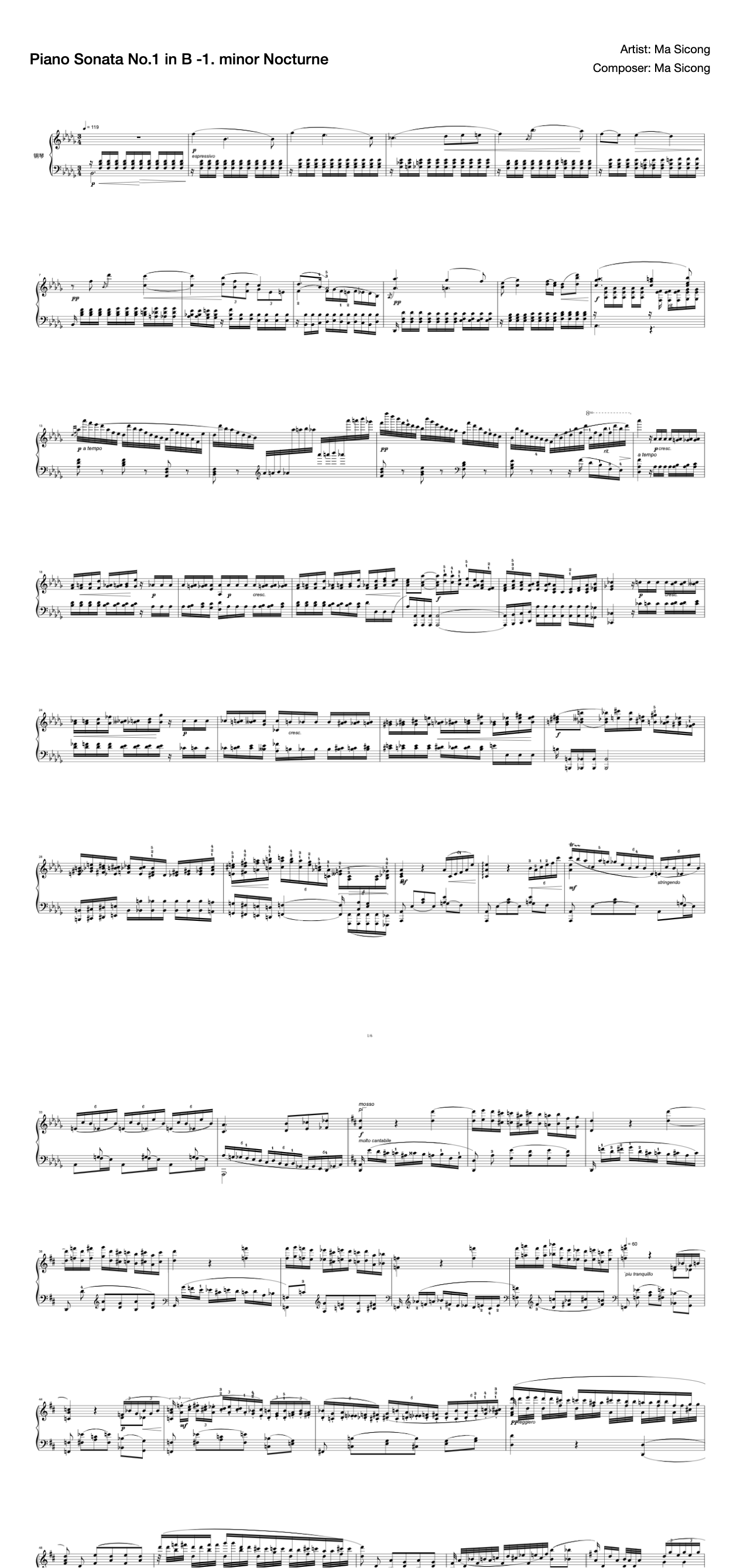 Piano Sonata No.1 in B -1. minor Nocturne preview