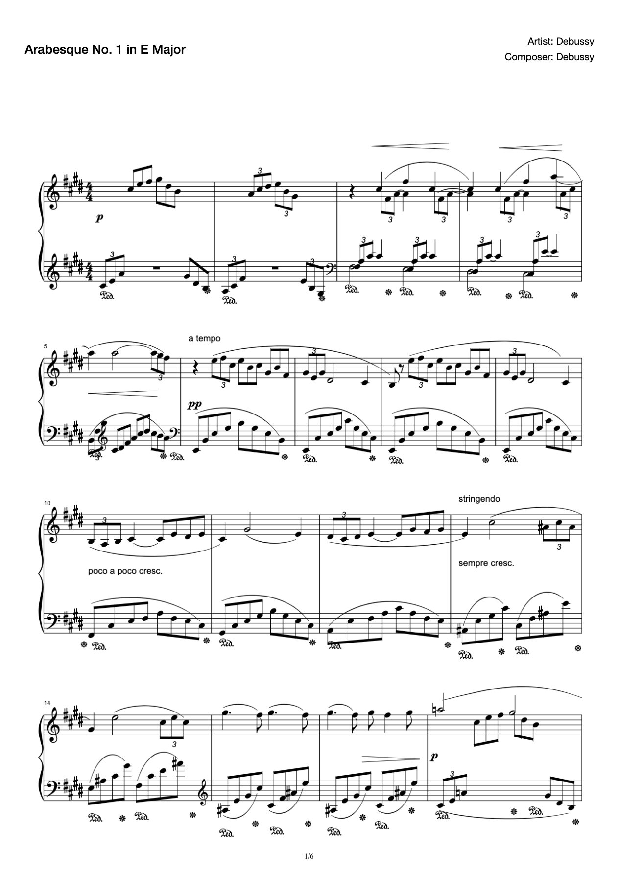 Arabesque No. 1 in E Major preview