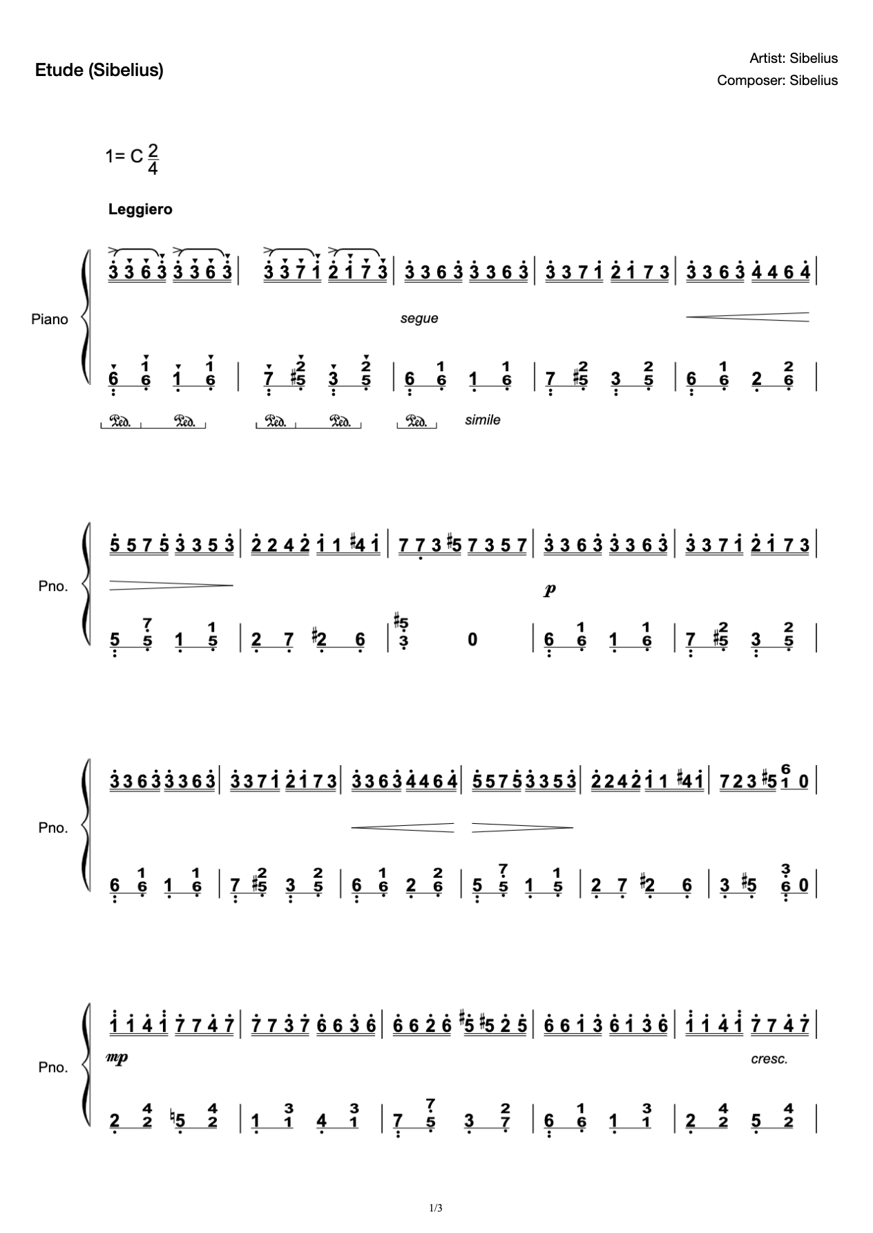 Etudes Sibelius Op. 76 No.2 National Music Association Grade 8 A- 2 Examination Repertoire preview