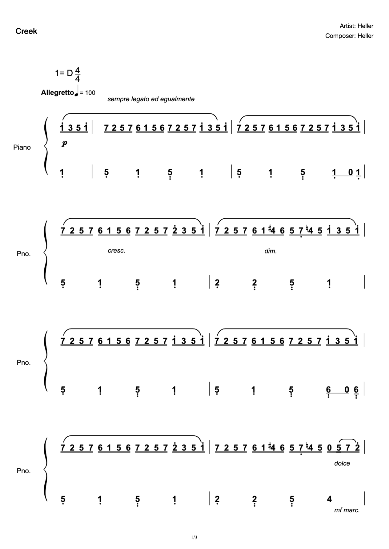 Creek Op. 45 No.1 D Tune Edition National Music Association Grade 4 A- 3 Test Track preview