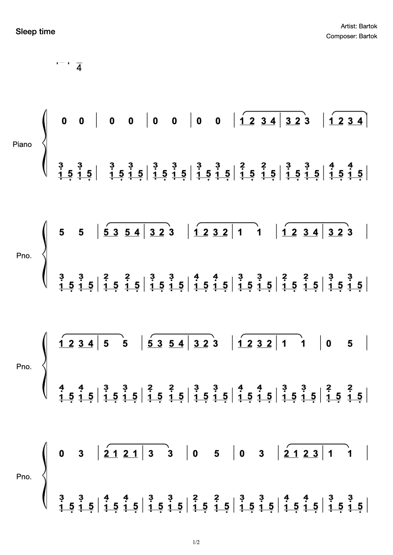 Bedtime Bartok Shanghai Conservatory of Music Grade 1 Test Track preview