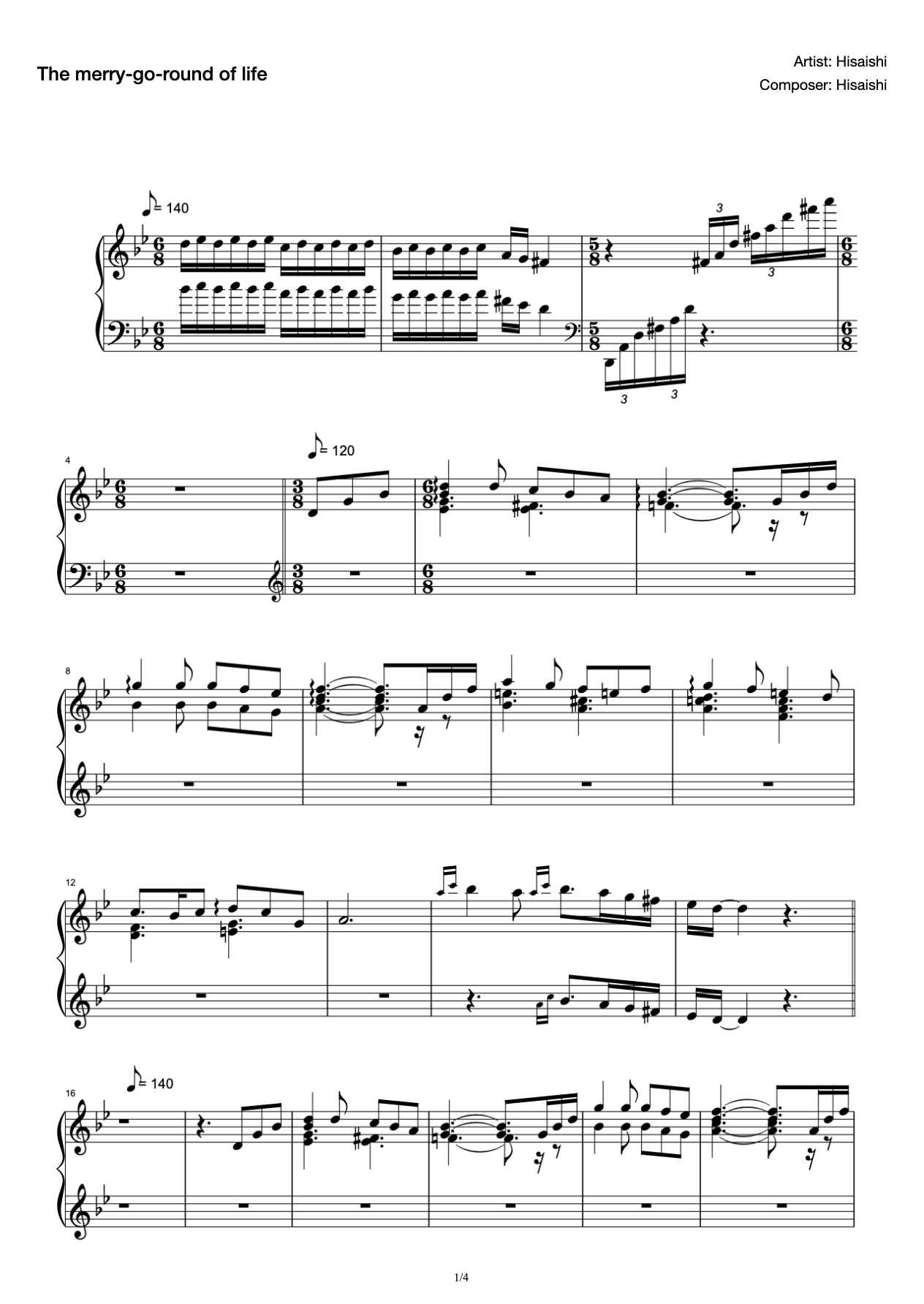 (Four Hands) Life's Carousel (Piano 1) preview