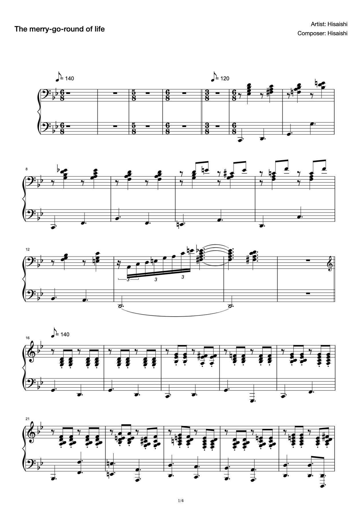 (Four Hands) Carousel of Life (Piano 2) preview