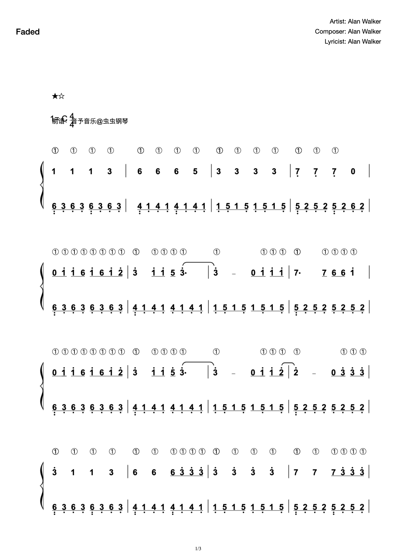 Faded-Teaching Edition (with fingering) preview