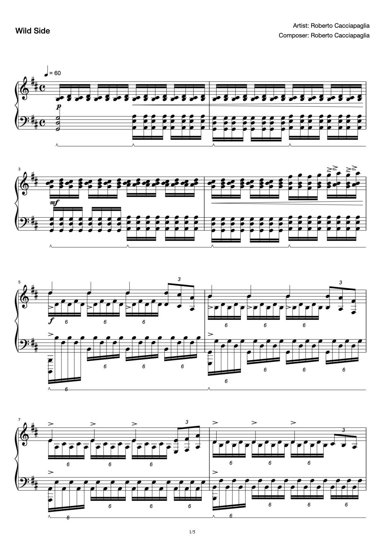 Wild Side-Limit Reduction-Roberto Cacciapaglia-Wild Side Piano Snotation-Wild Side preview