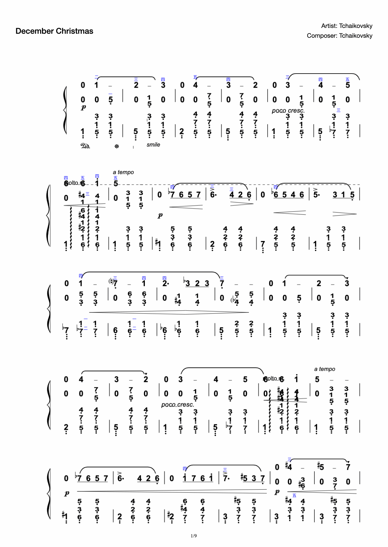 Tchaikovsky December (Christmas) Original Finger Four Seasons Op.37a The Seasons, XII. December (Christmas) preview