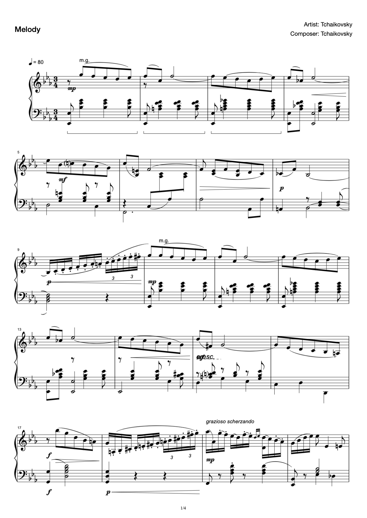 Tchaikovsky Souvenir d'un lieu cher, Op. 42-3.Mélodie's "Remembering the Place of Remembrance" 3rd "Melody" Original Piano Solo preview