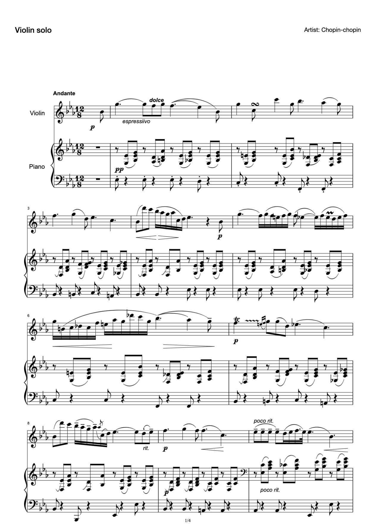 Violin Solo-Chopin Nocturne 2 preview