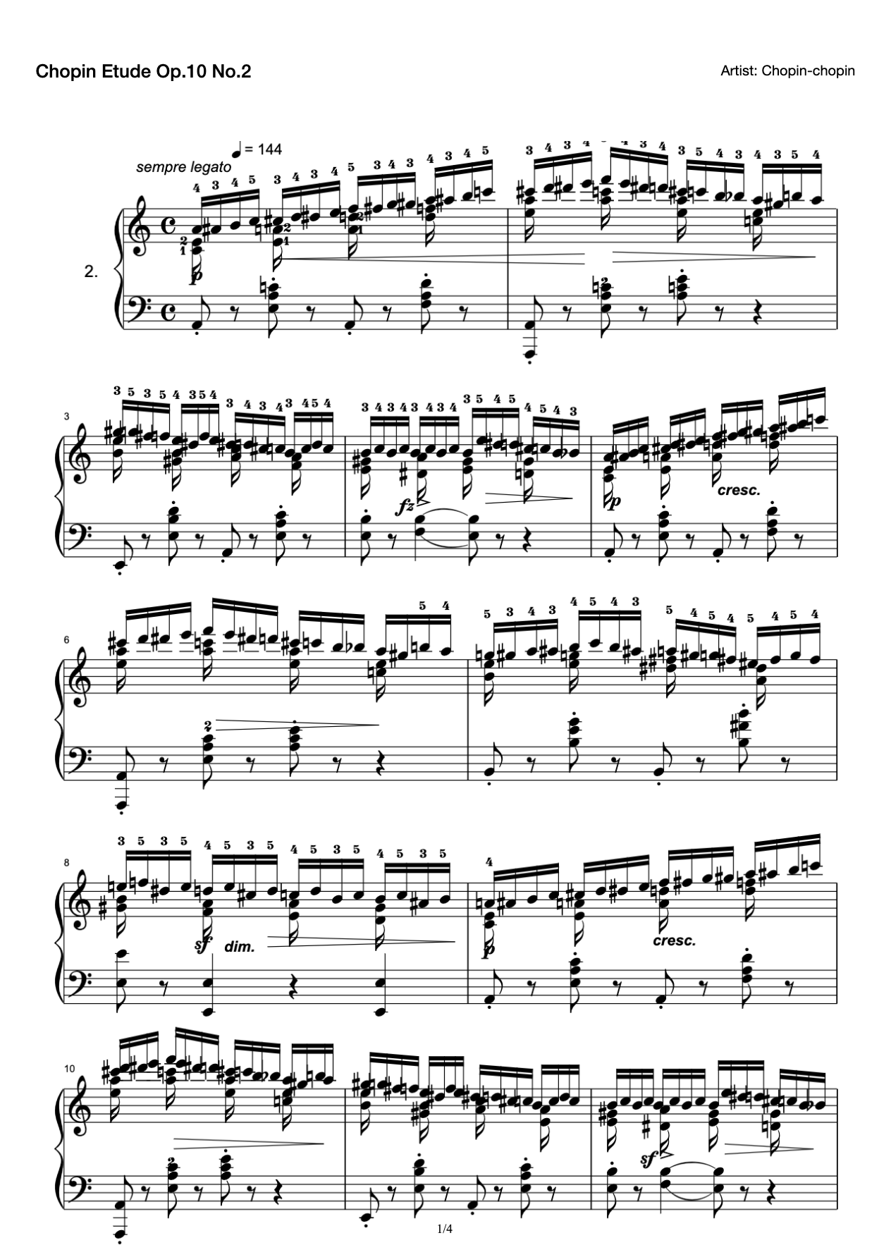 Chopin Etude Op.10 No.2 preview