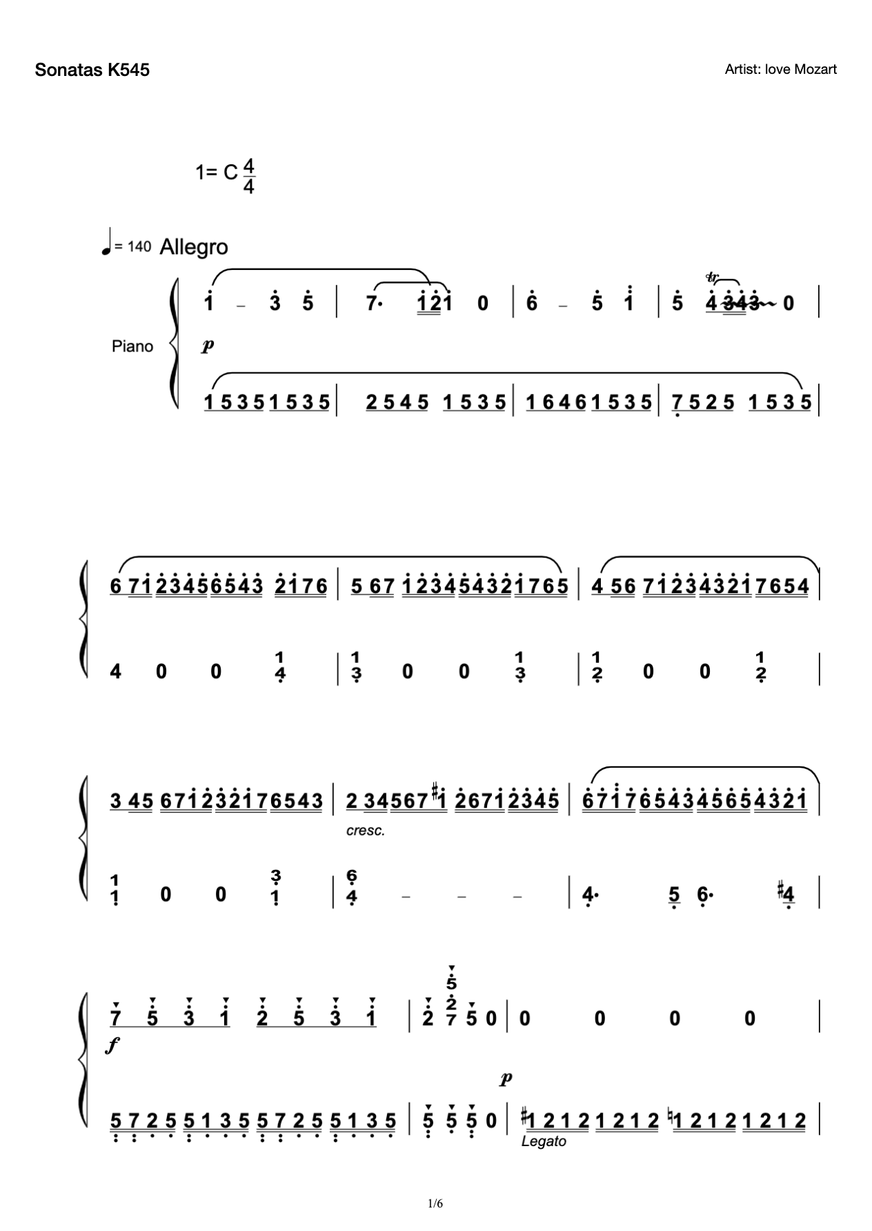 Sonatas K545 preview