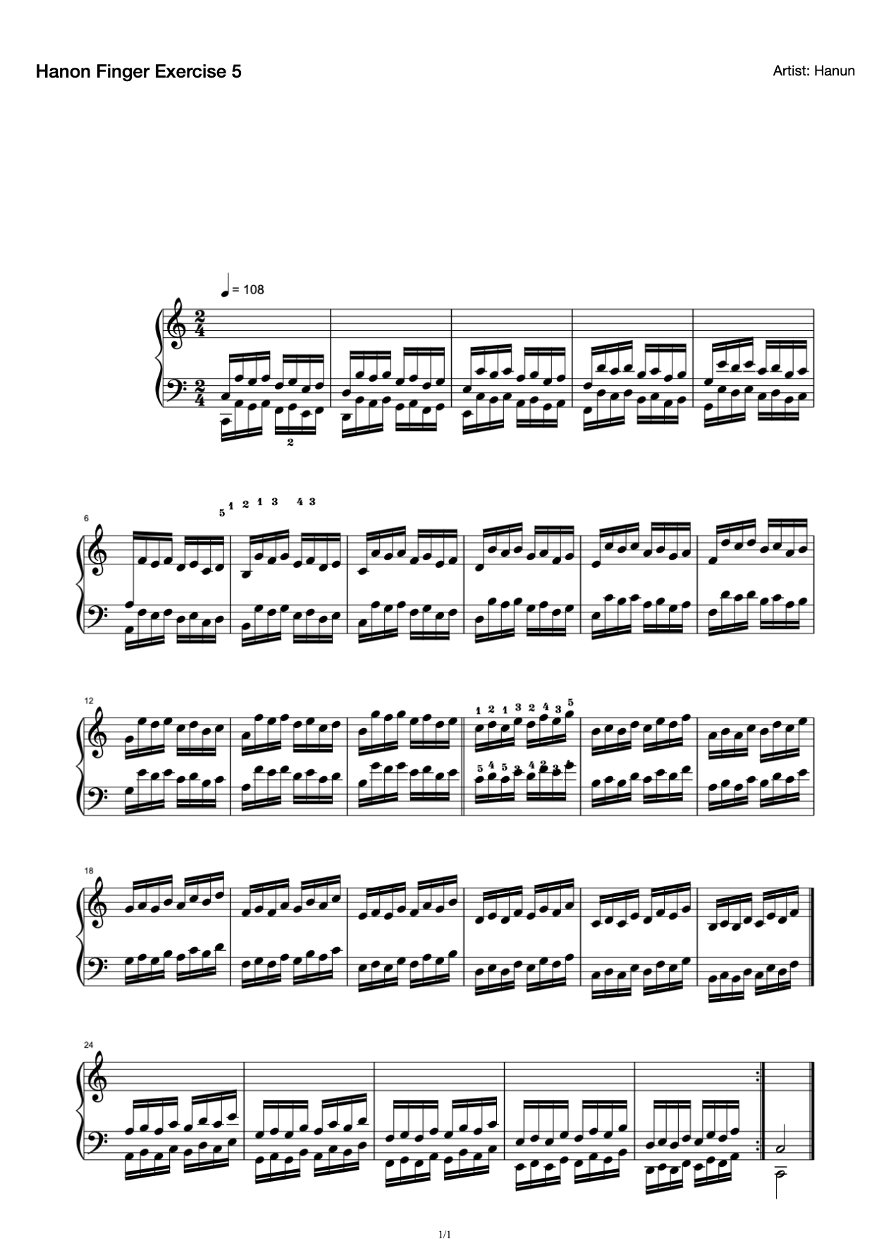 Hanon Finger Exercise 5-I Learn Piano preview