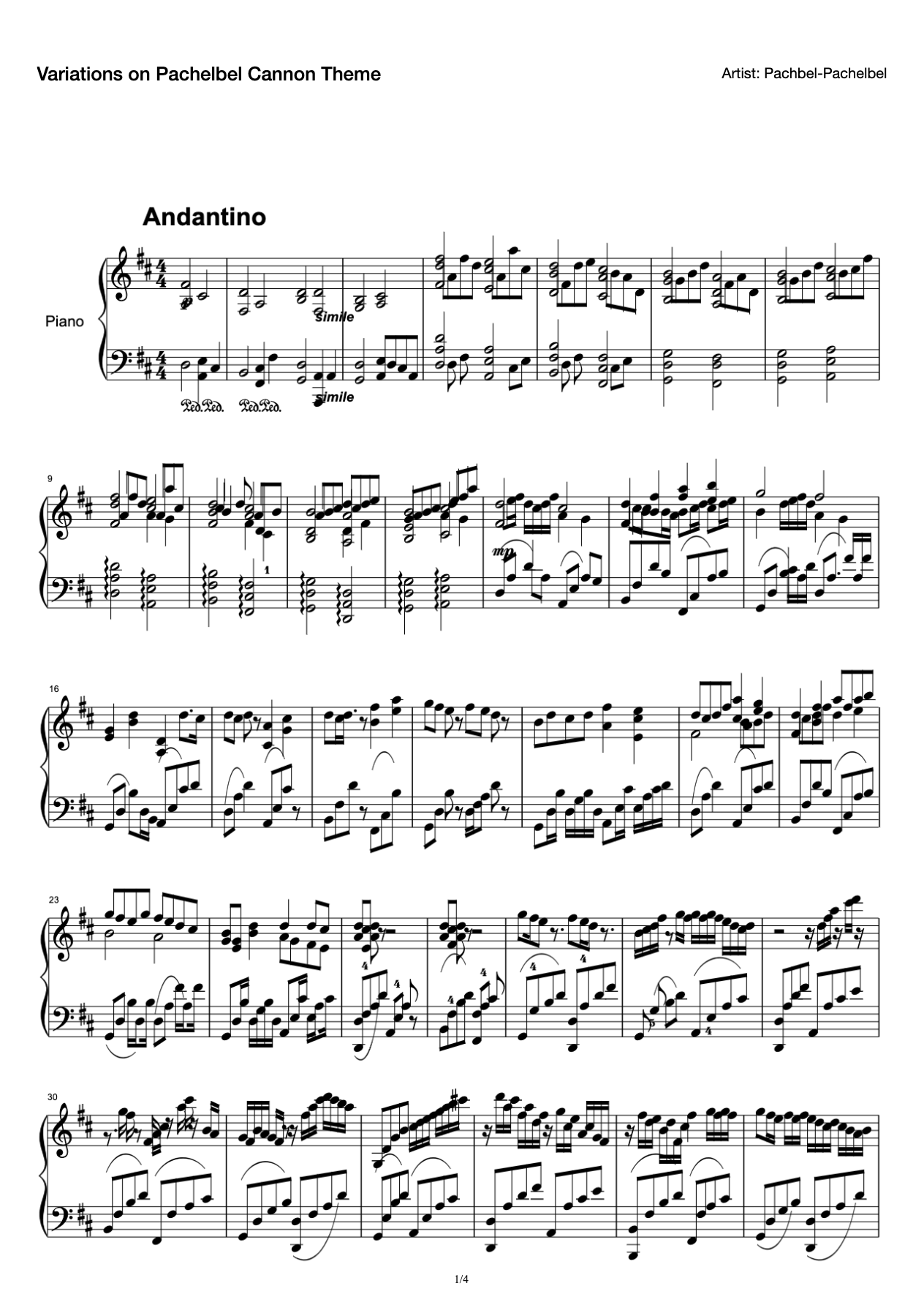 Variations on Pachelbel Cannon Theme preview