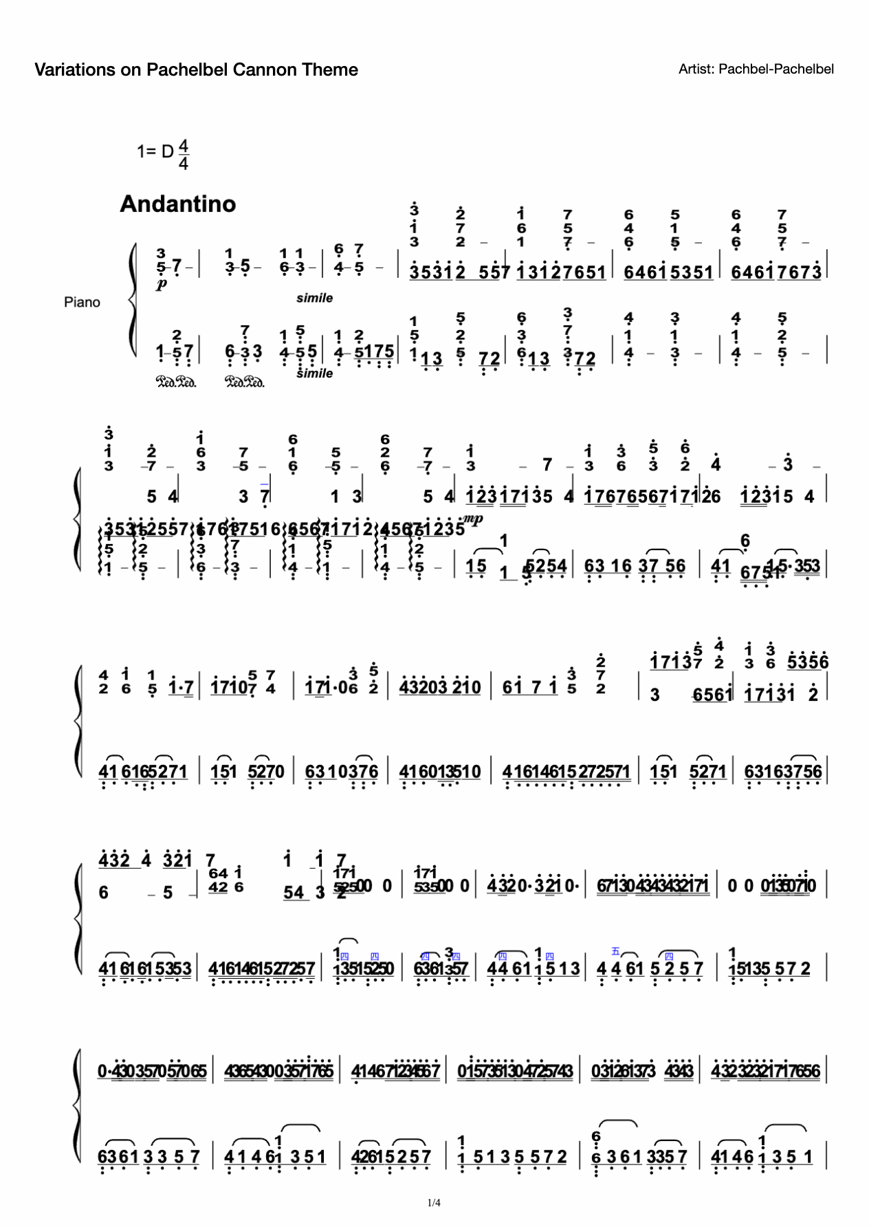 Variations on Pachelbel Cannon Theme preview