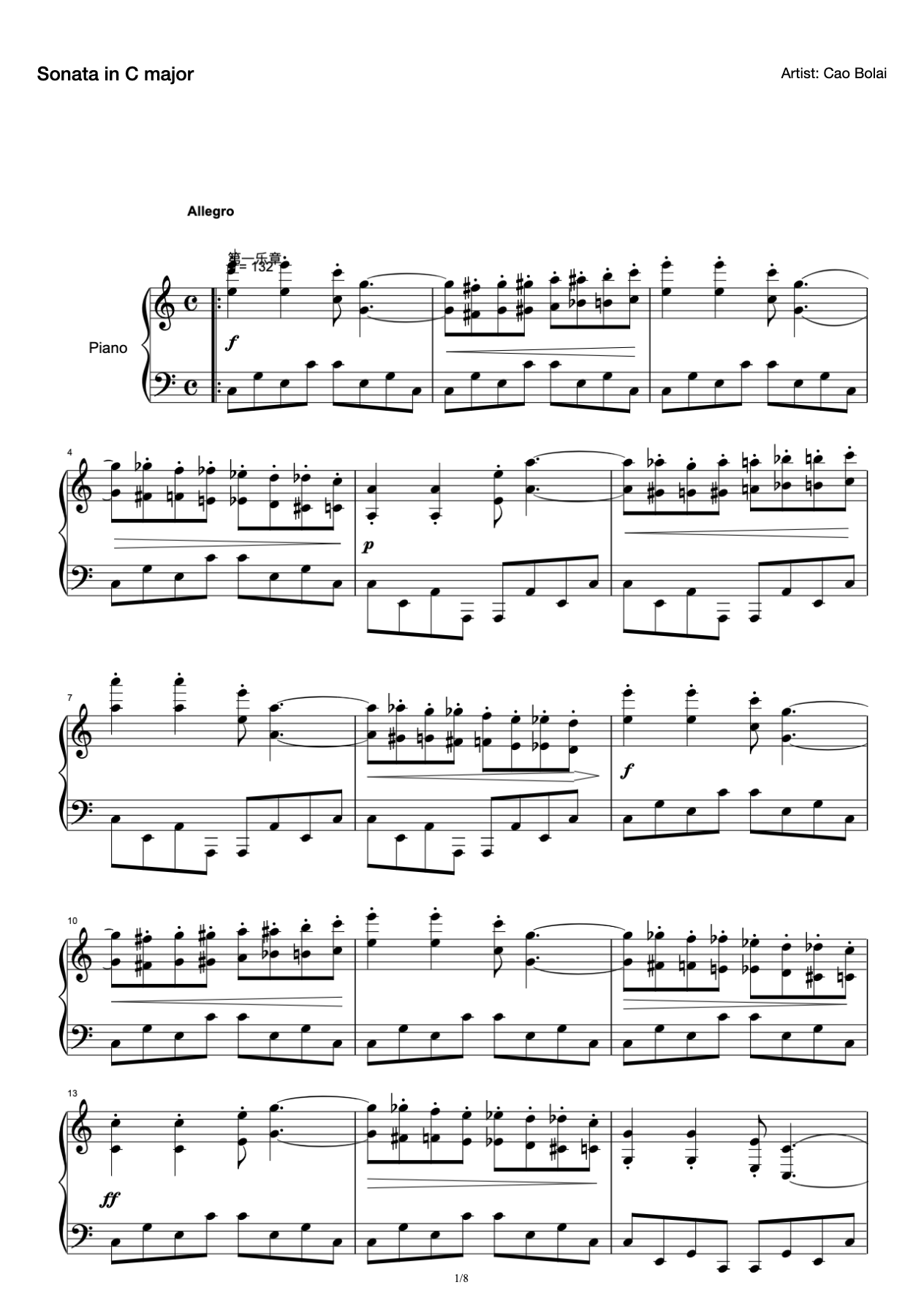 Sonata in C major preview