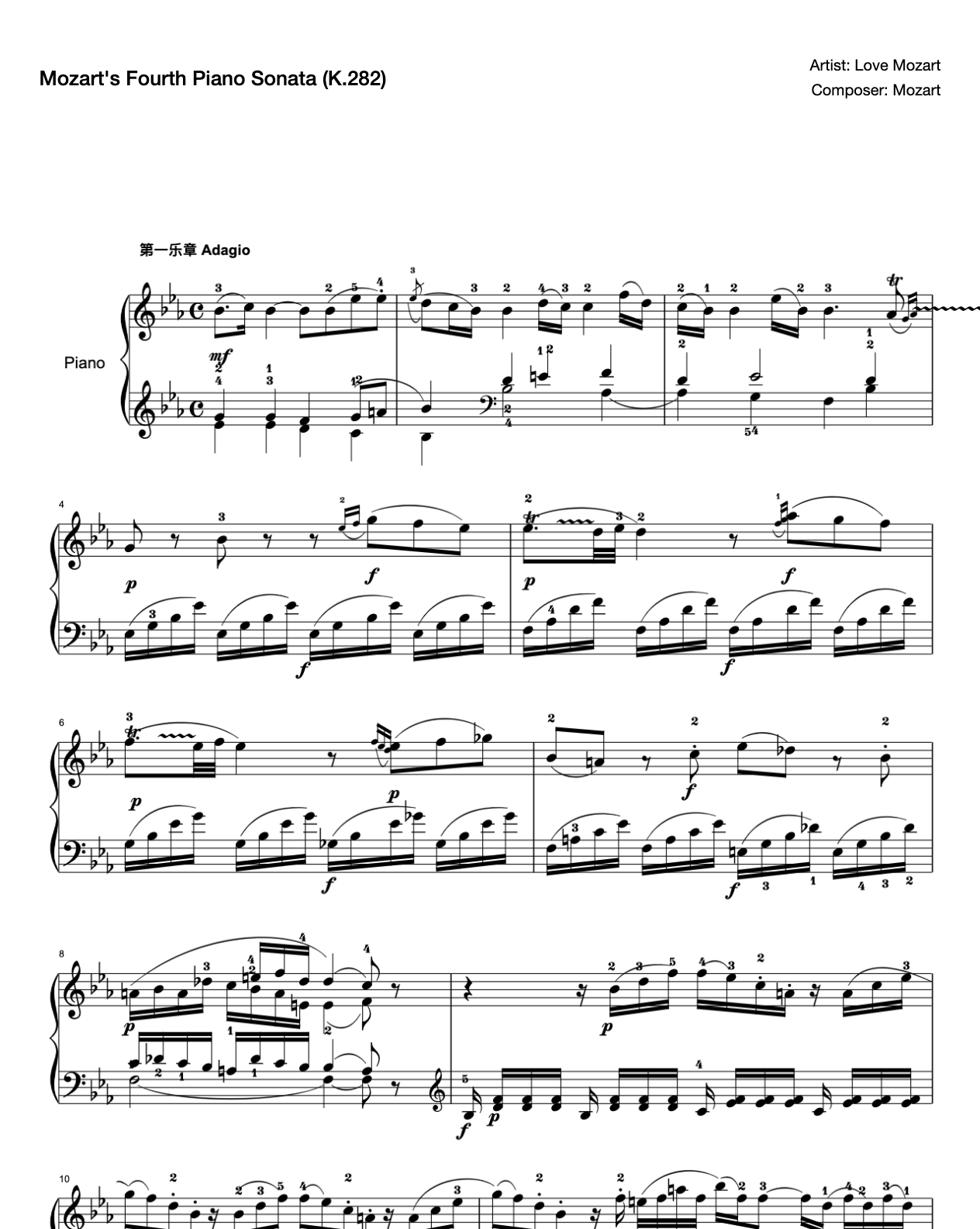 Mozart Piano Sonata No.4 in E-Major K.282 preview